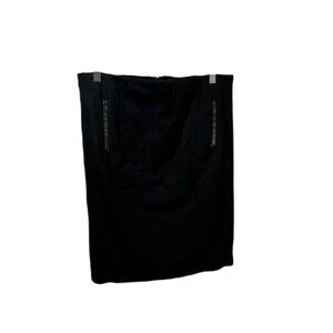 Ann‎ Taylor Black Mini Skirt with Leather Slit Pocket Detail Size 6